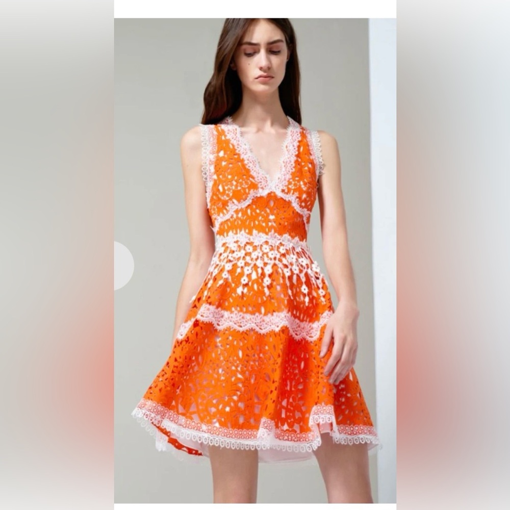 Alexis Bridget lace dress in the vibrant colorway tangerine